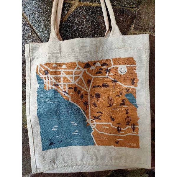 PRELOVED PL TAS BAG FOSSIL MADDOX CANVAS KANVAS TOTE