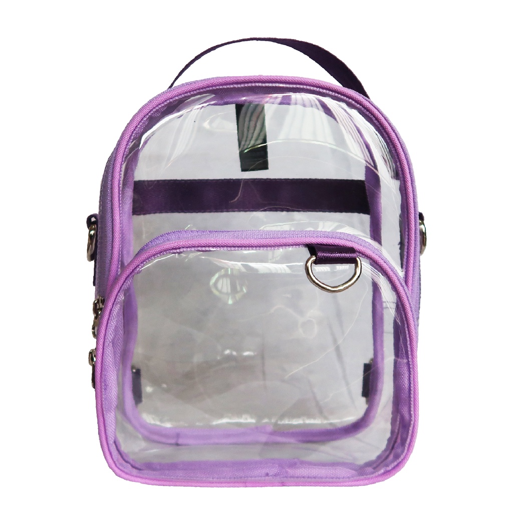 Premium Sling Bag 3in 1 - Travolt - 6 Warna Tas PVC Selempang ransel Transparan - Tas PVC Mika tebal  - Tas Konser KPOP - Daew-Ungu