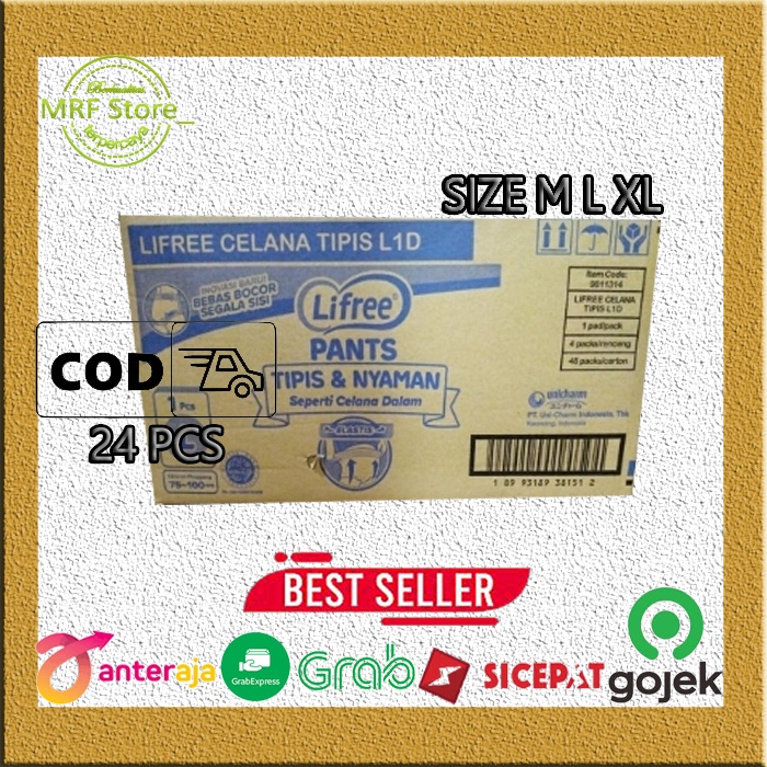 TERMURAH LIFREE PANTS POPOK CELANA DEWASA 24Pcs Size (M,L,XL)