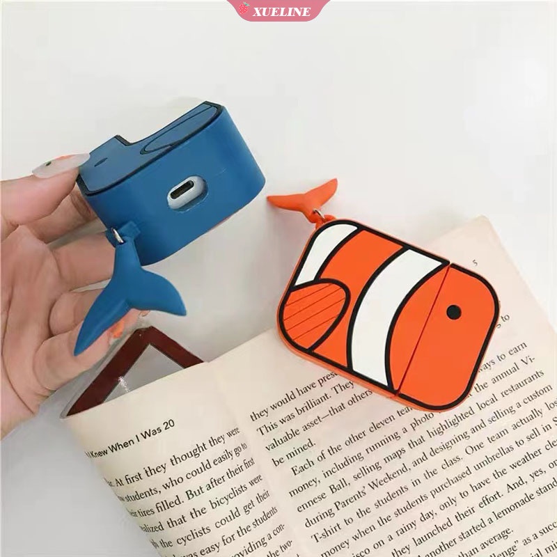 Casing Soft Case Silikon Motif Kartun Whale Untuk AirPods 1 / 2