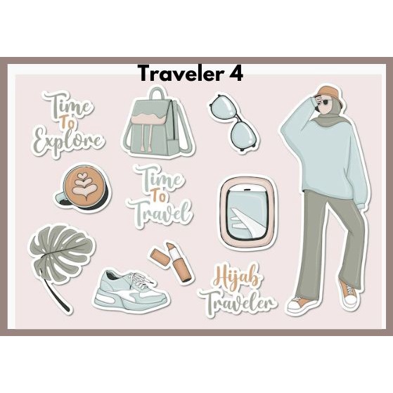 Sticker Hijab Travel Muslim Traveler Tumblr Stiker Aesthetic Murah Lucu