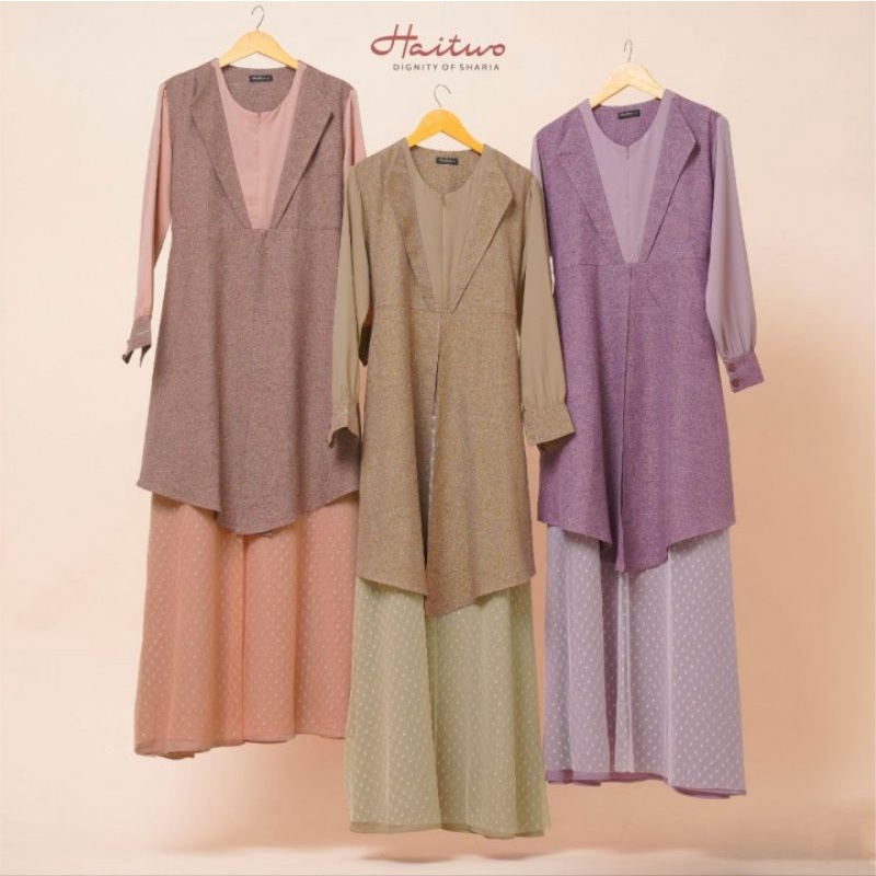 Gamis Set Hijab Premium Emerald 16 by Haitwo|Gamis Syari Set Hijab|Gamis Jumbo 2XL|Gamis Polos Kombi