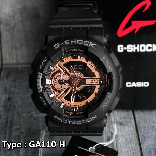 PROMO DISKON ... G Shock Rose Gold Casio GA110 . Jam Tangan pria dual time digital analog