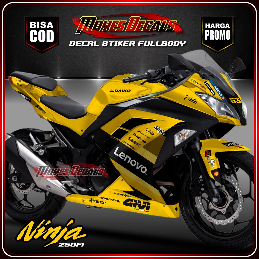 BISA COD DECAL STRIPING NINJA 250 FI - STIKER KAWASAKI NINJA FI STOCK DECALS NINJA 250 FI DUCATI RAC