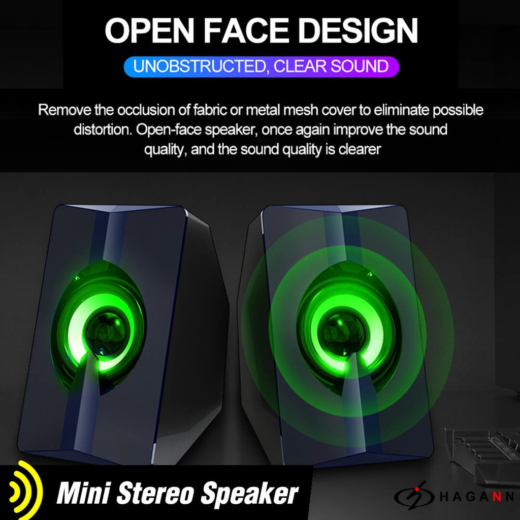 Speaker USB Kecil Aktif Portabel Mini Bass Computer PC Laptop Speker RGB Dengan Lampu LED SPE-A12