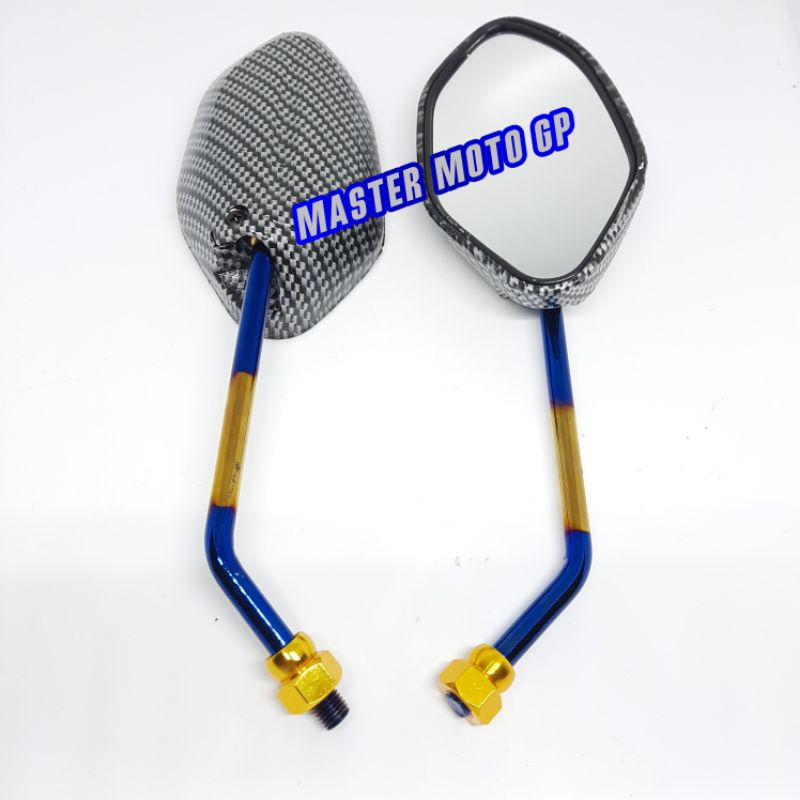 spion standar Beat carbon twotone Spion standar beat 2tone  blue-gold carbon Universal semua honda