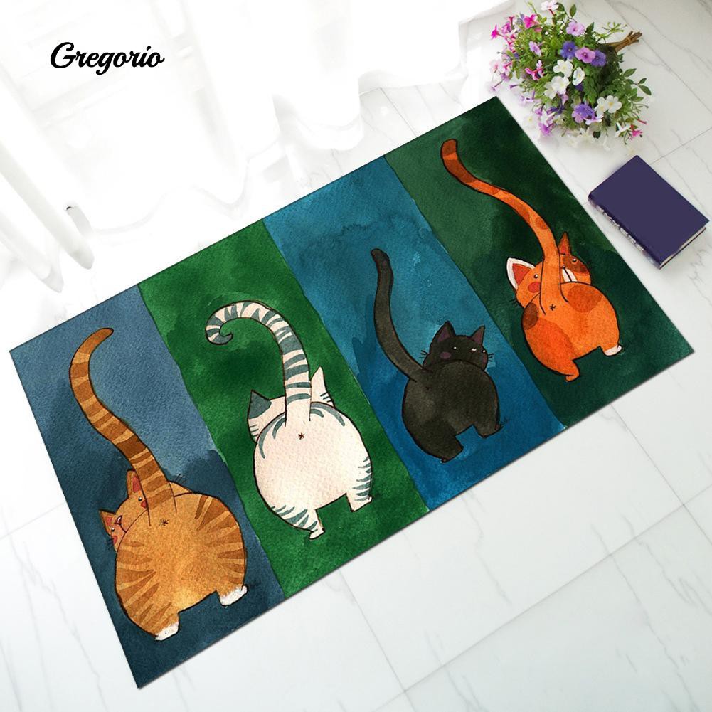 Keset Anti Slip Menyerap Air Gambar Kartun Kucing untuk Kamar Mandi
