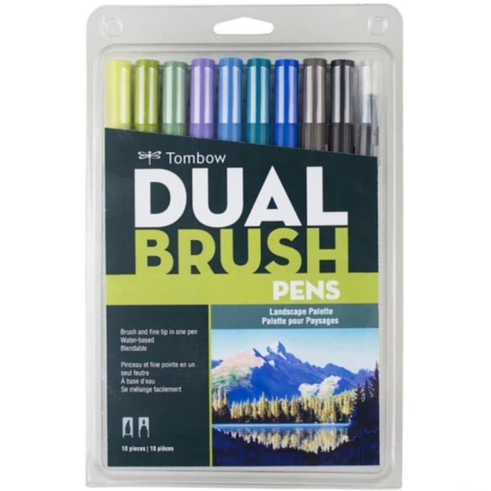 

(BISA COD) Tombow ABT Dual Brush Pen Color Set 10 Landscape Palette, Brushpen BERGARANSI Kode 137