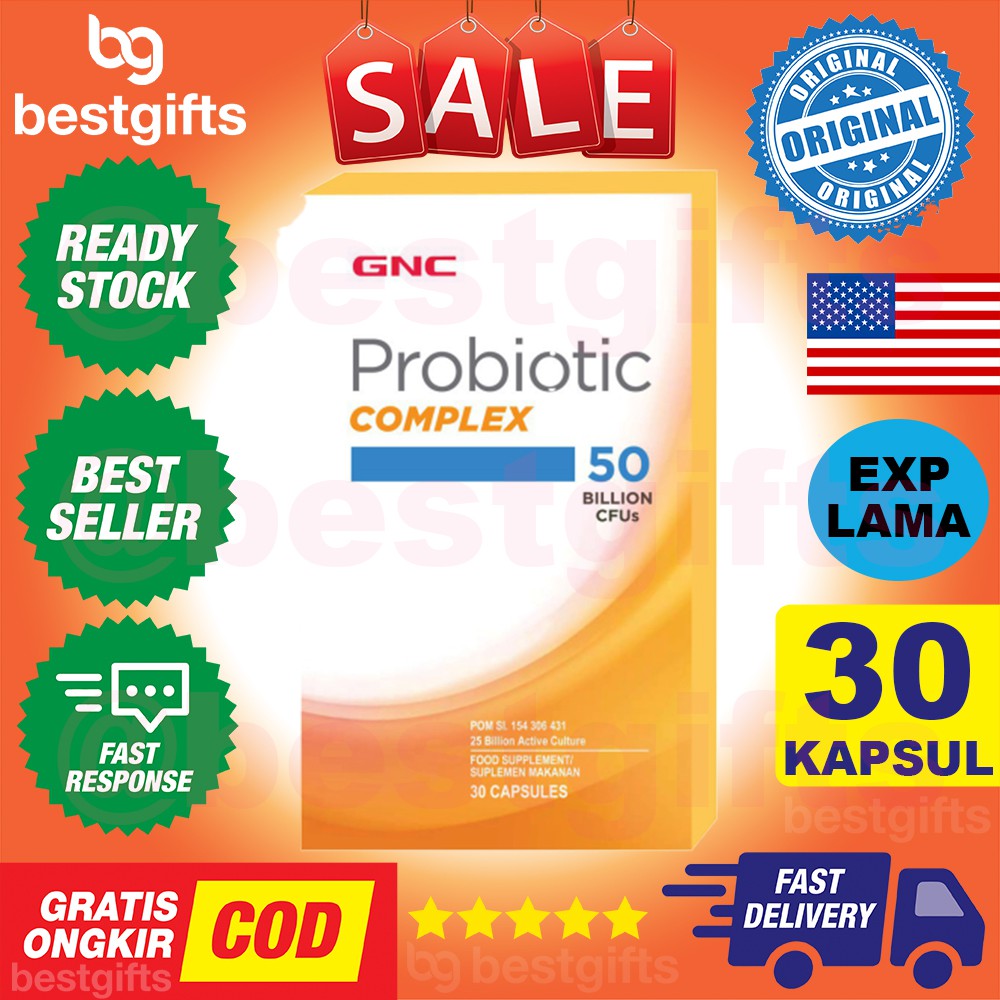 GNC PROBIOTIC COMPLEX 50 BILLION CFUS PROBIOTIK ANTIBIOTIK PENCERNAAN IMUN KEKEBALAN TUBUH 30 KAPSUL