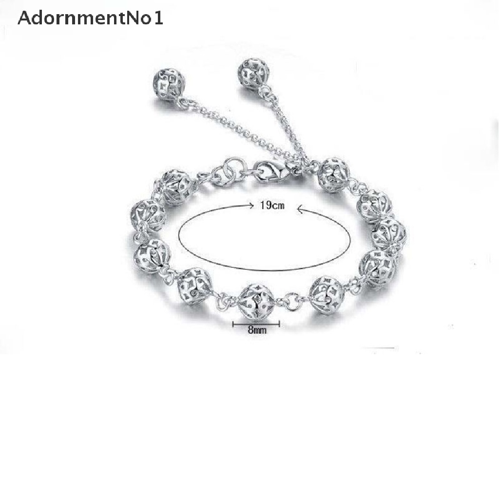 (AdornmentNo1) Gelang Tangan Lapis Silver Aksen Bola Hollow Untuk Perhiasan Wanita