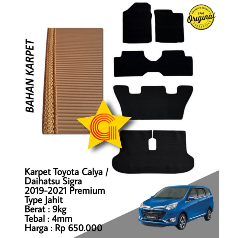 Karpet Karet Lantai Mobil Daihatsu Sigra 2019-2021 Premium Hitam Type Jahit Fullset