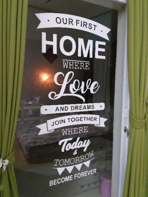 Wall Stiker Dinding Kaca Our First Home 60x120 Rumah Kamar Sticker Cutting