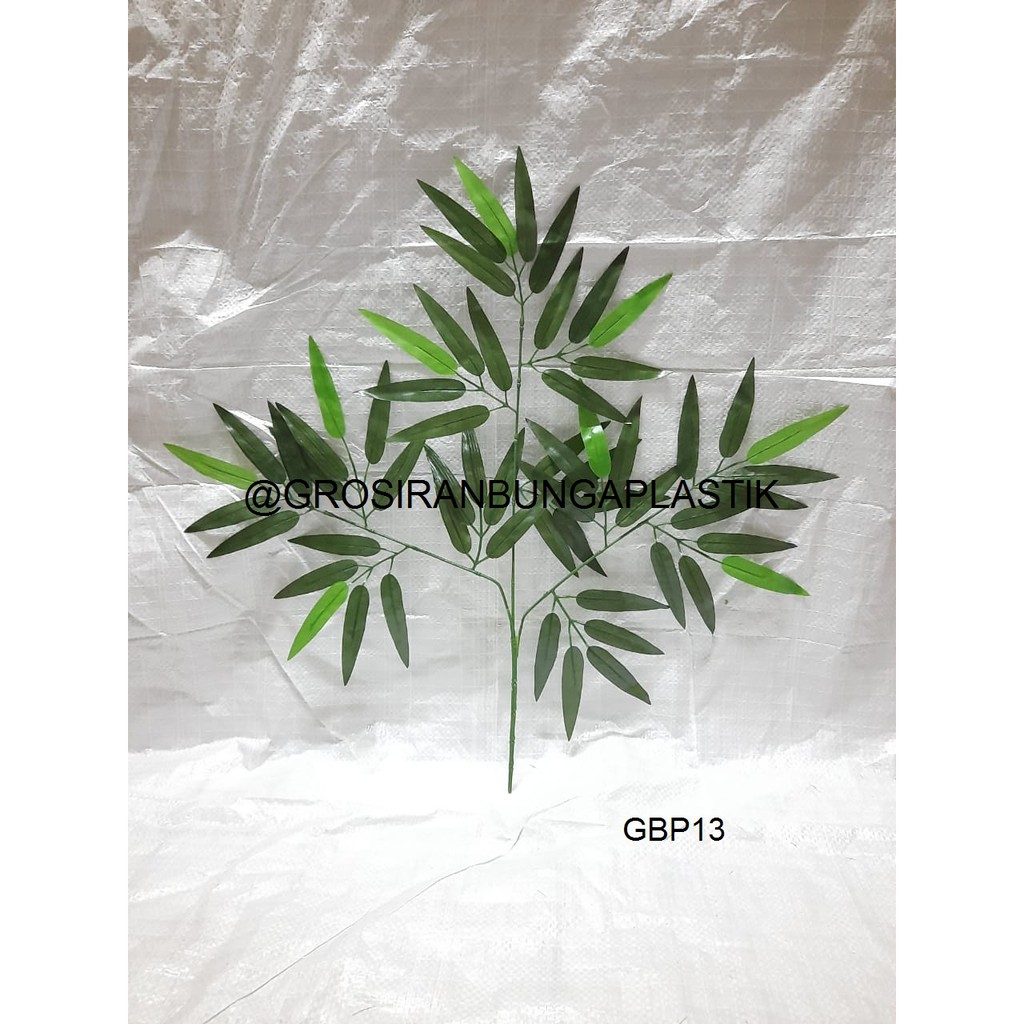 Daun Artificial/Daun Hias/Daun Plastik/Daun Dekorasi/Daun Bambu Hijau
