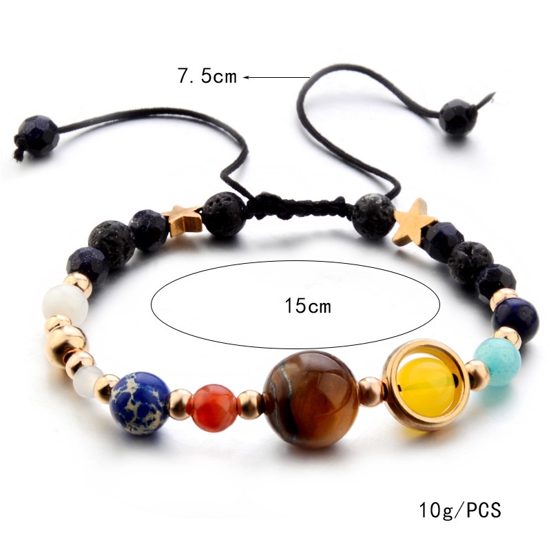 Universe Galaxy Eight Planet Stone Beads Braided Bracelet