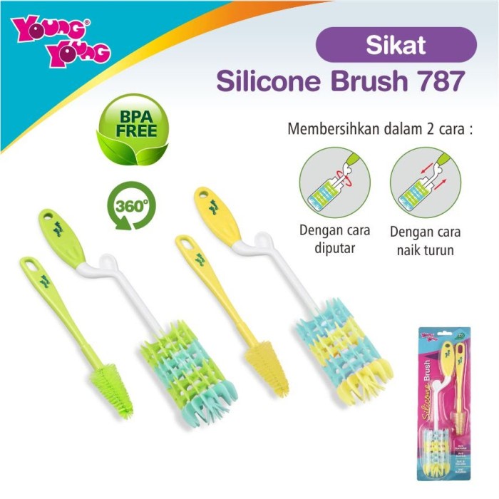 

Premium Sikat Pembersih Botol Silikon 360 Bonus Sikat Dot BPA Free Young Young