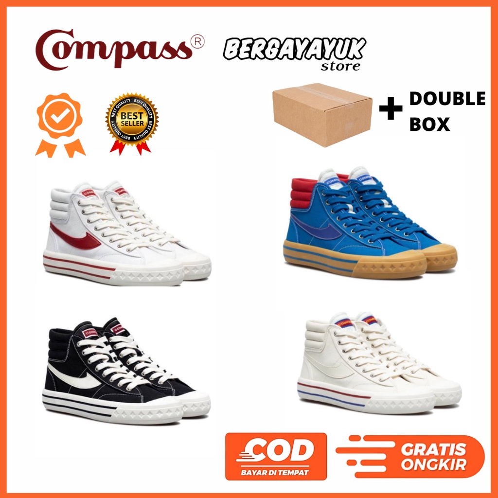 Sepatu Compass Retrograde High Black White/Cream/White Red/Blue Gum Original (BNIB)