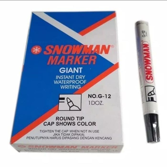 

Spidol Snowman Permanen / Permanent Marker G12 / G-12 [ LUSIN - 12PCS ]