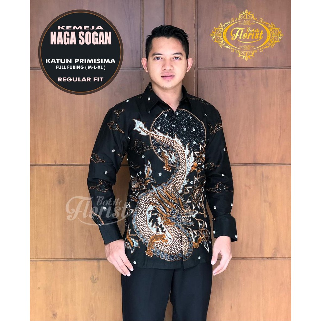 NAGA SOGAN Kemeja Batik Pria Katun Primisima Full Furing