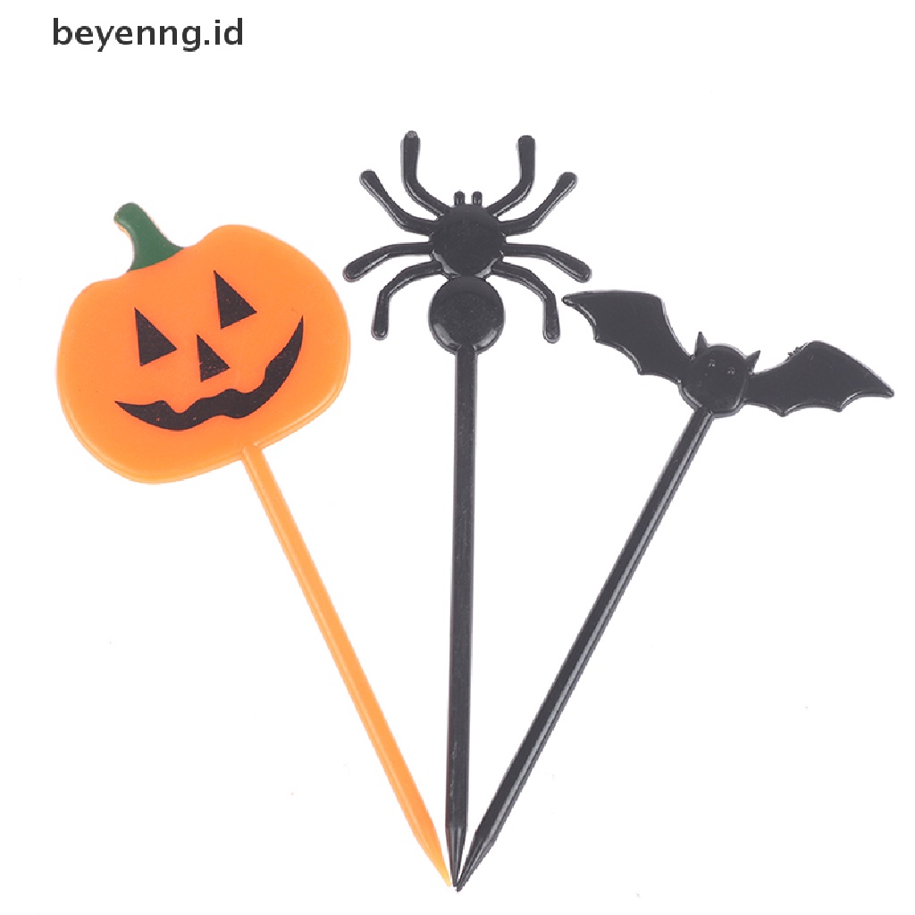 Beyen 10Pcs Tusuk Gigi Mini Desain Kartun Buahbuahan Tema Halloween Untuk Anak