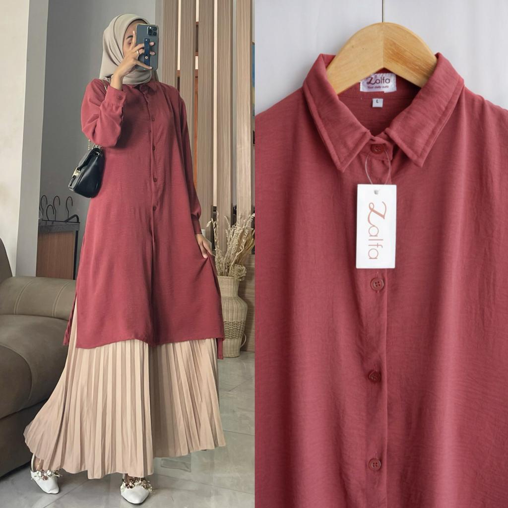 AQILA AIRFLOW tunik by ZALFA OUTFIT / tunik crincle polos