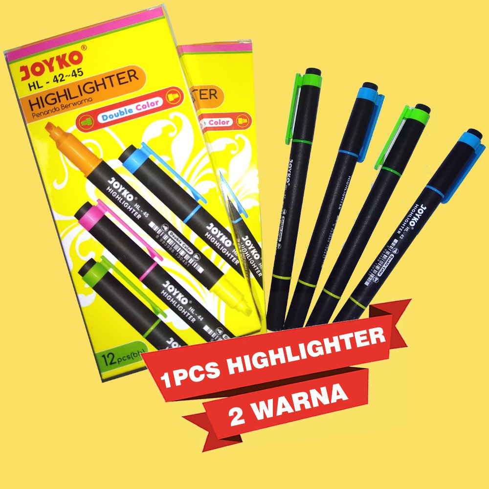 Highlighter Joyko HL-42 - HL-45 dua sisi warna/ double side