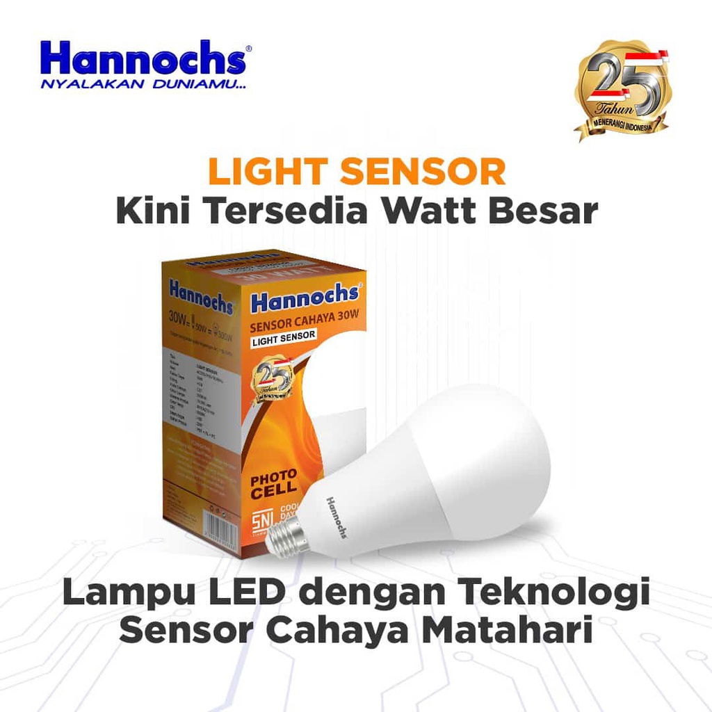 Light Sensor LED Bulb / Hannochs Lampu Sensor Cahaya 30W CoolDaylight