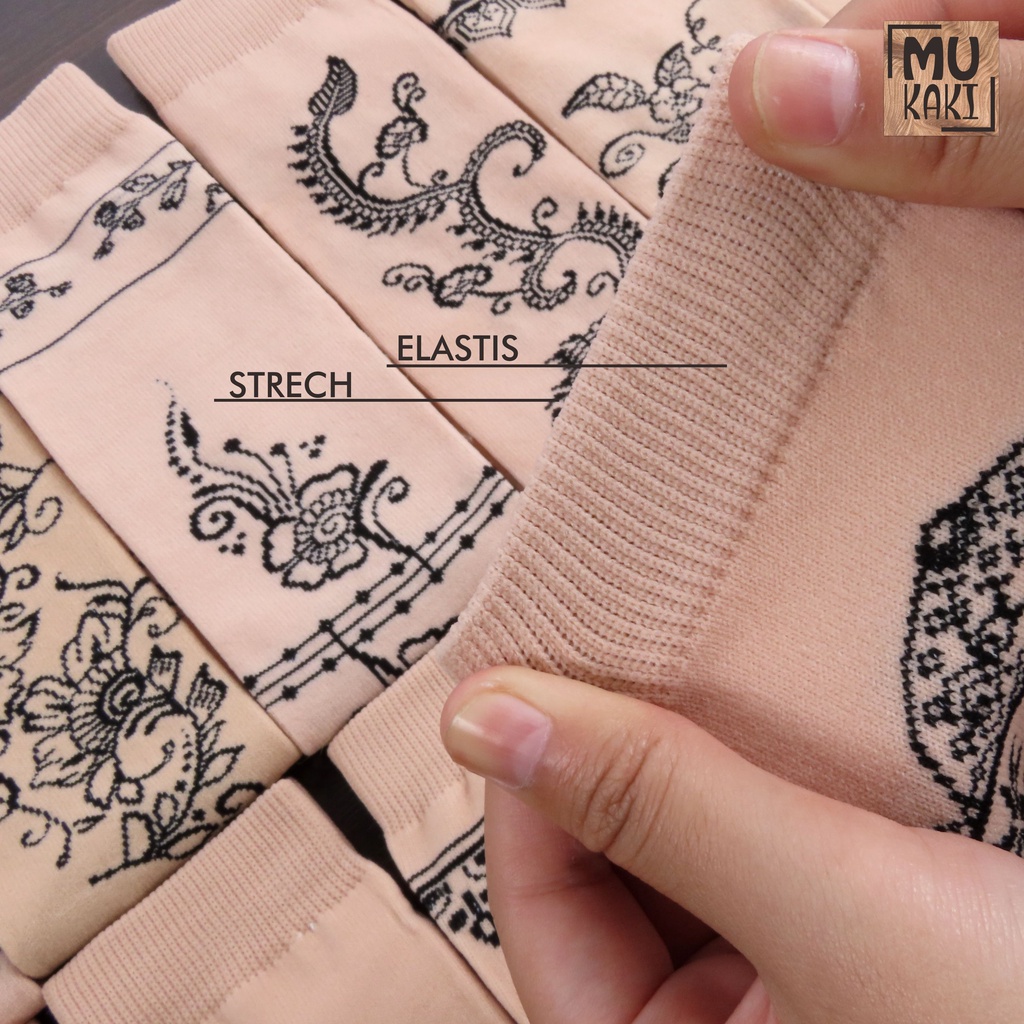 Kaos Kaki Jempol Motif Henna Cream Nylon Premium Mukaki