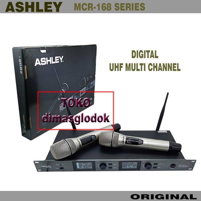 Mic Wireless ASHLEY MCR168 Werles Wirles Microphone 2 Mic Handled Multi Channel Mcr-168 Mcr 168