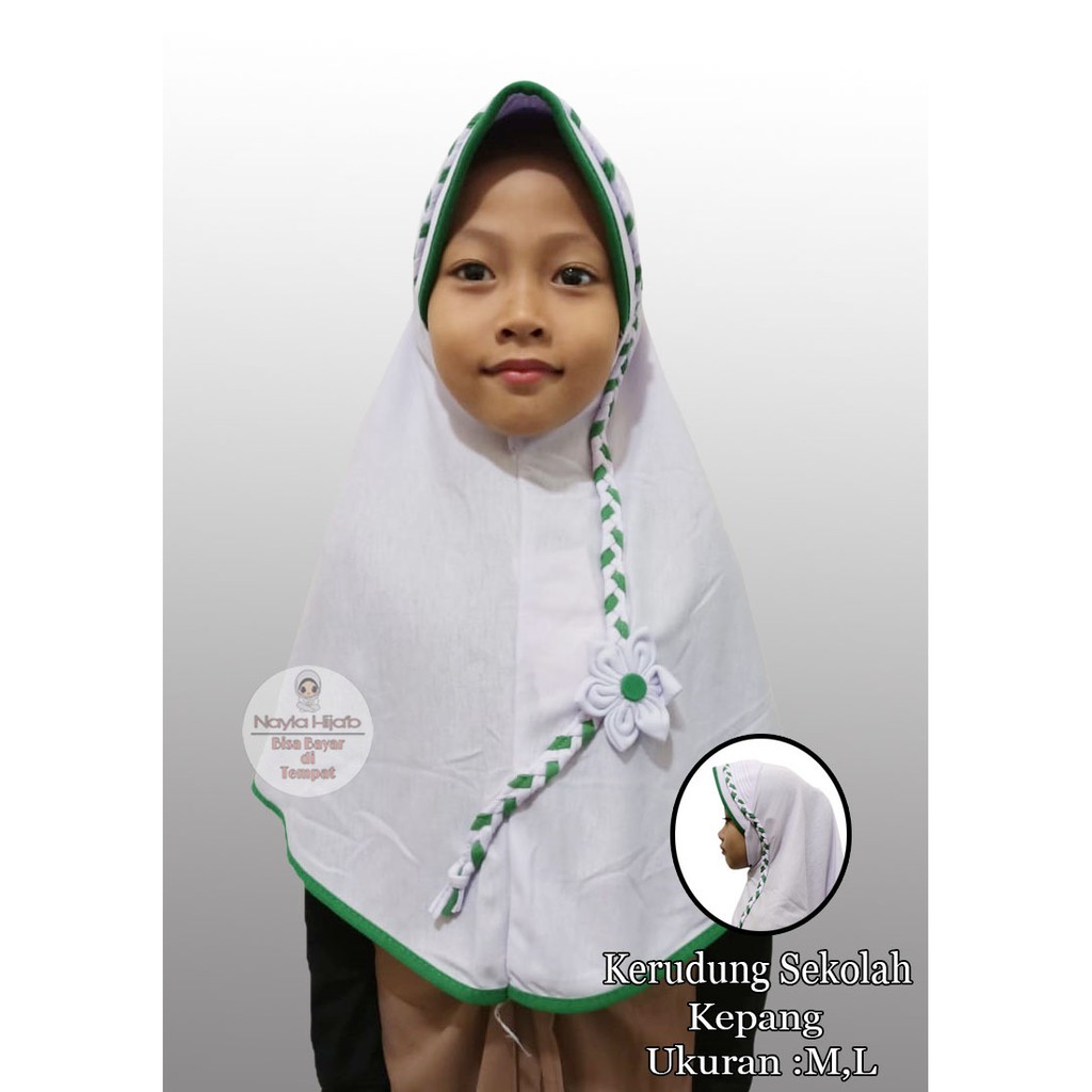 PROMO Kerudung Sekolah SD Kepang Jilbab Sekolah Anak Ukuran L Terbaru Nayla Hijab