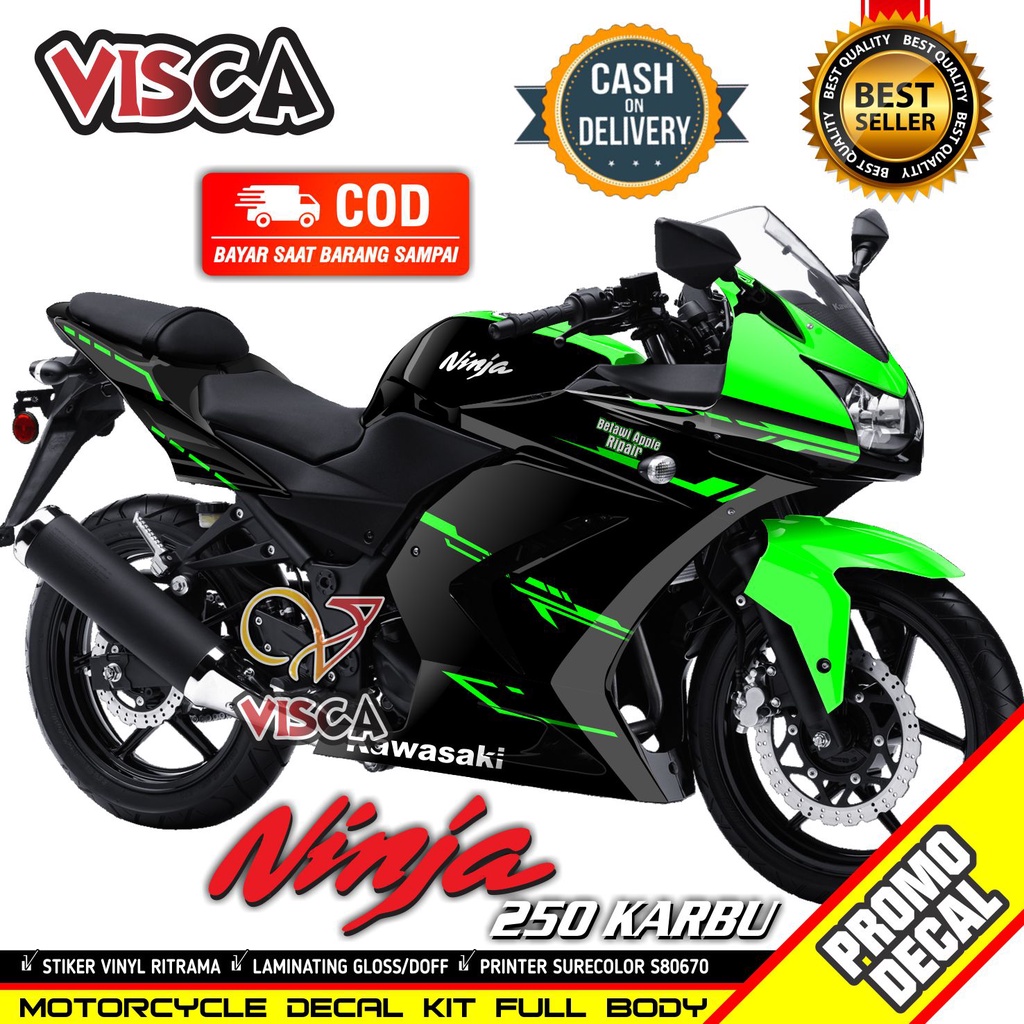 Decal Ninja 250 Karbu Full Body Stiker Ninja 250 Karbu Full Body Striping Ninja 250 Karbu Variasi Or