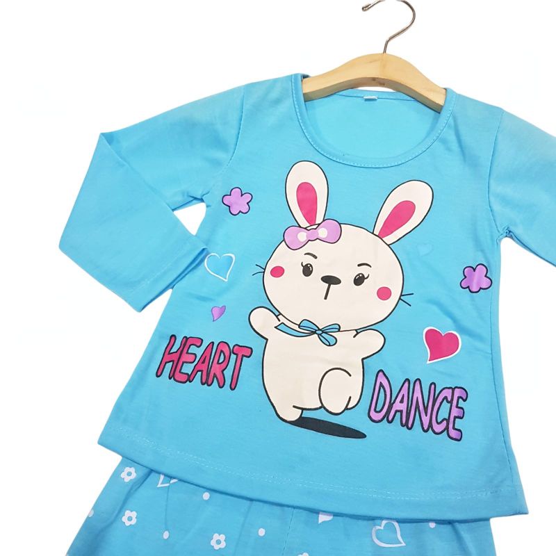 SETELAN BAJU ANAK PEREMPUAN SIKUNING NEW MOTIF HEART DANCE 2-6 TAHUN