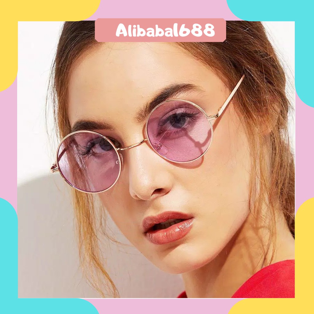 *ALIBABA1688* Kacamata Hitam Frame Metal Kecil Kacamata Gaya Vintage Wanita