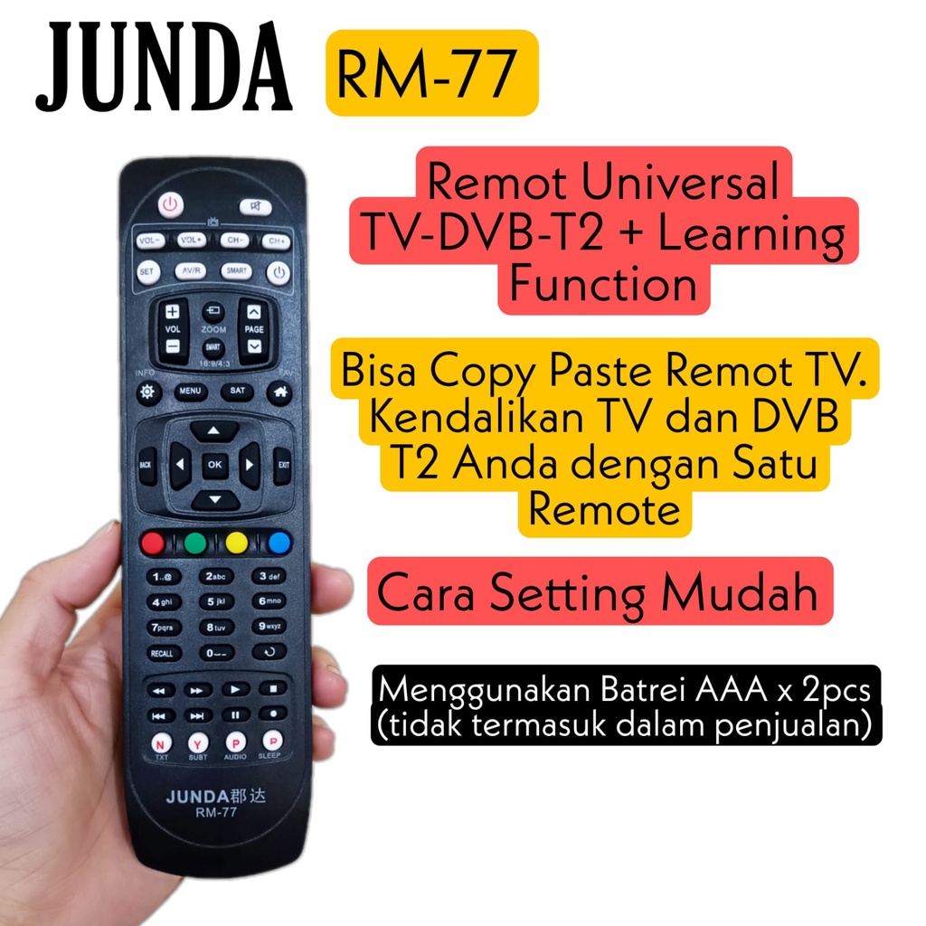 Remot Universal TV DVB T2 + Learning Function JUNDA RM 77