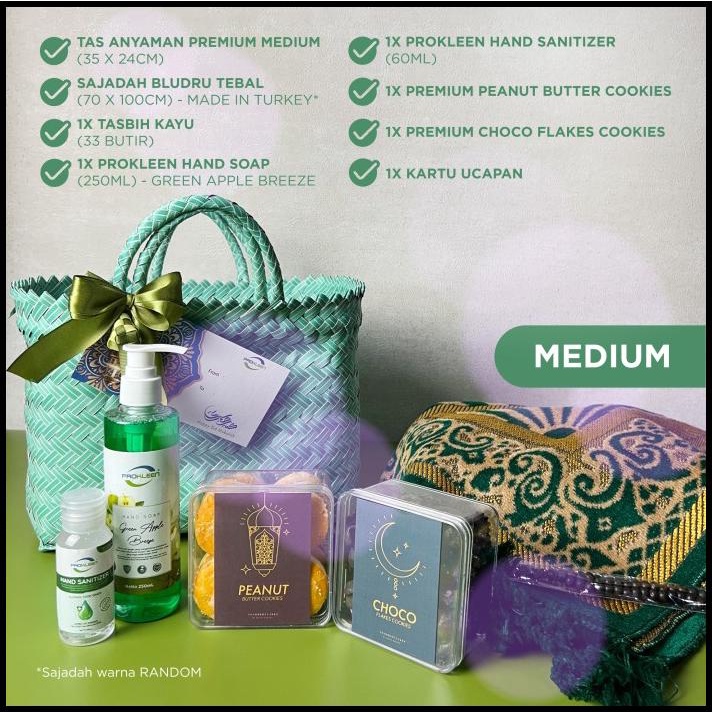 

Parsel Ramadan Hampers Lebaran Sajadah Kurma Hand Sanitizer - Medium