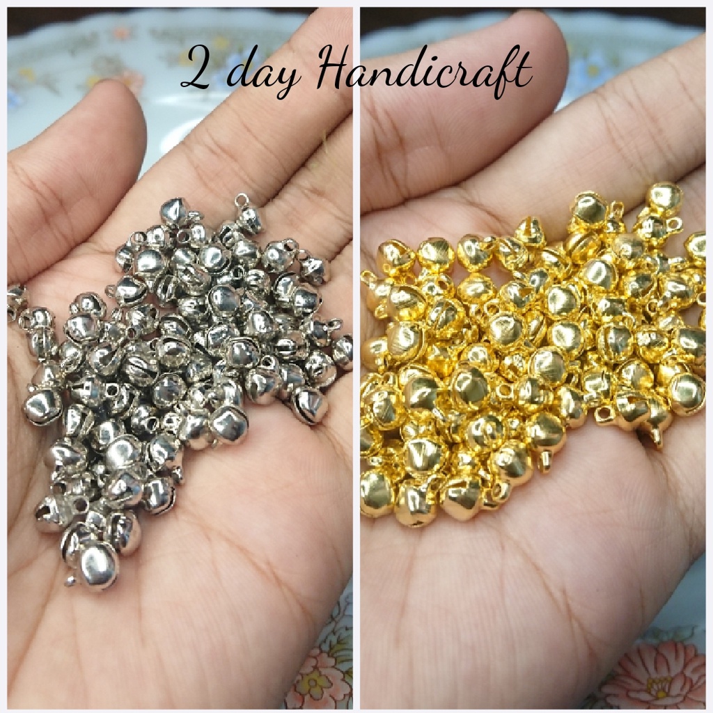 100pcs Lonceng 6mm - Lonceng Kecil Gold Silver - Krincingan 6mm - Klintingan