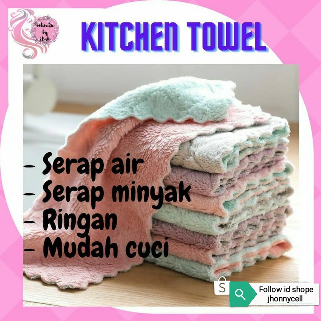 (JC) kain lap dapur cleaning cloth/kain lap anti minyak microfiber kitchen/ lap cuci piring ukuran 21*16