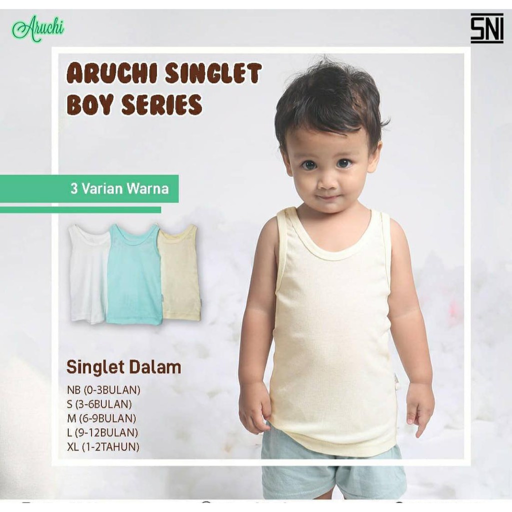 Singlet Aruchi Warna Boy &amp; Girl /3pcs (singlet dalam)