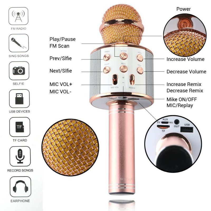 mic bluetooth karaoke ws 858 mic wireless ws858