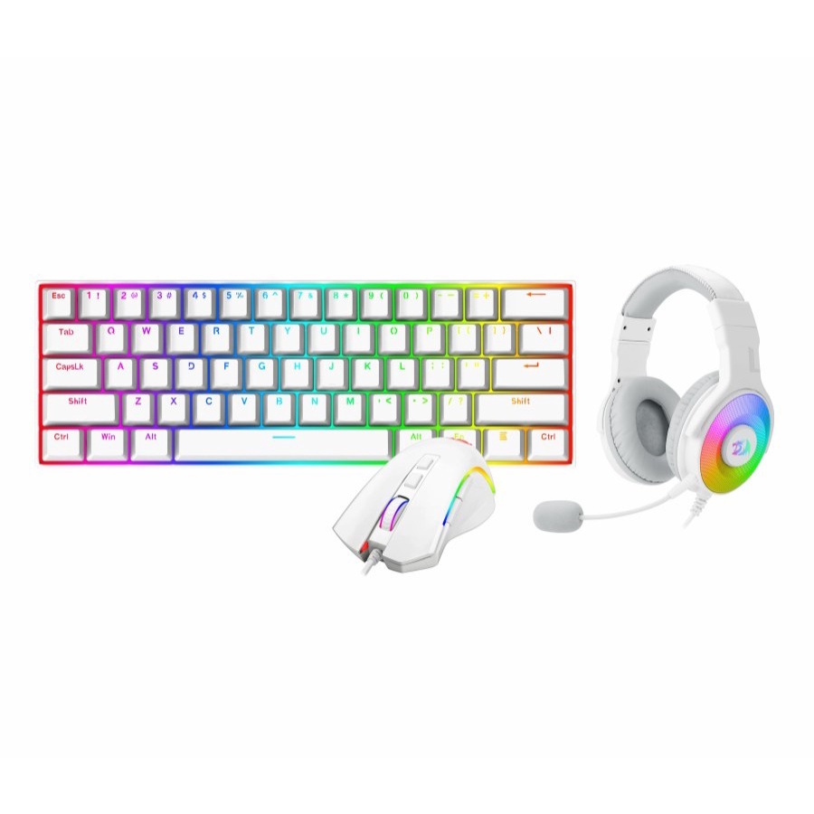 Redragon S129W Gaming Keyboard Mouse Headphone White 3 in 1