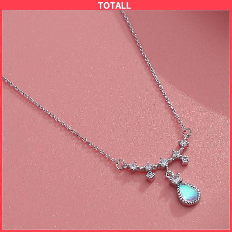 COD Kalung Fashion Wanita All-match Niche Design Light Luxury Moonstone Water Drop Necklace-Totall