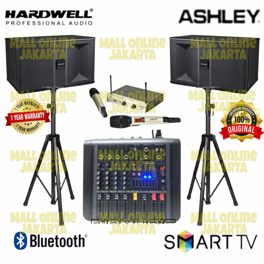 Paket Karaoke Hardwell 10 inch Power mixer Ashley studio 4 Original