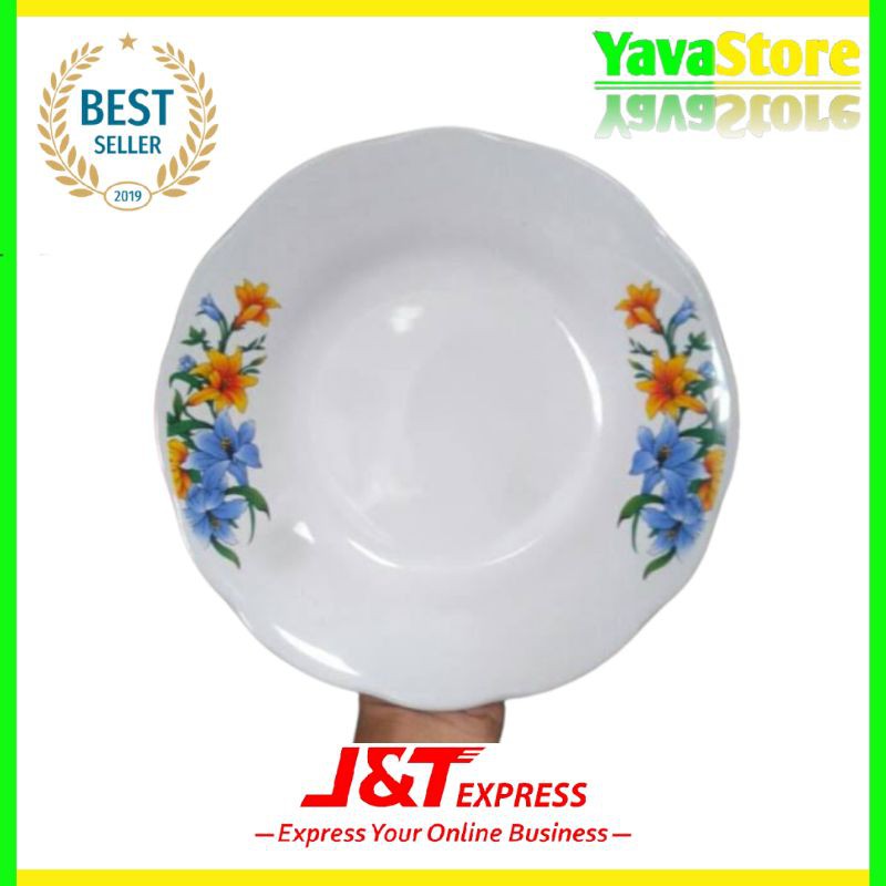 Piring keramik motif bunga/piring makan/piring sayur