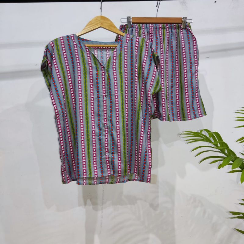 0PIYAMA KANCING PENDEK | PIYAMA BUSUI PENDEK | PIYAMA RAYON | BAJU TIDUR MURAH-KCB 48