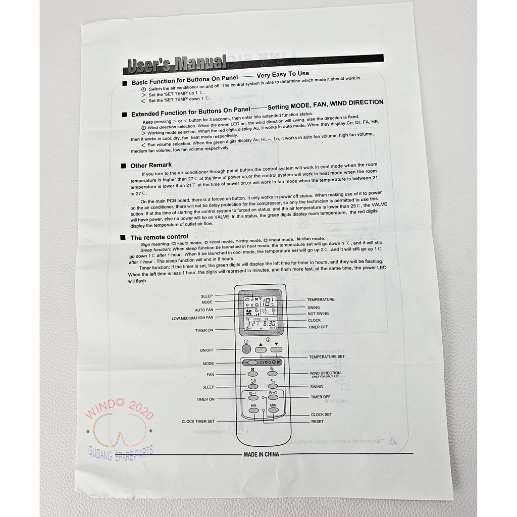 MODUL PCB AC STANDING FLOOR MULTI /  UNIVERSAL QD-U11A | CONTROL SYSTEM WITH WIRELESS REMOTE