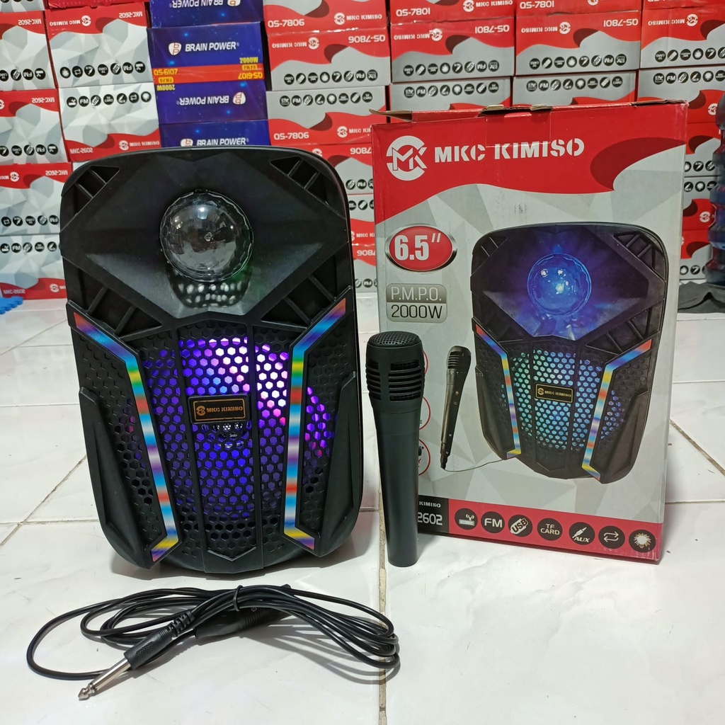 Speaker Bluetooth KMS 6.5 Inch QS 2602 Plus Mic Karaoke &amp; Remote