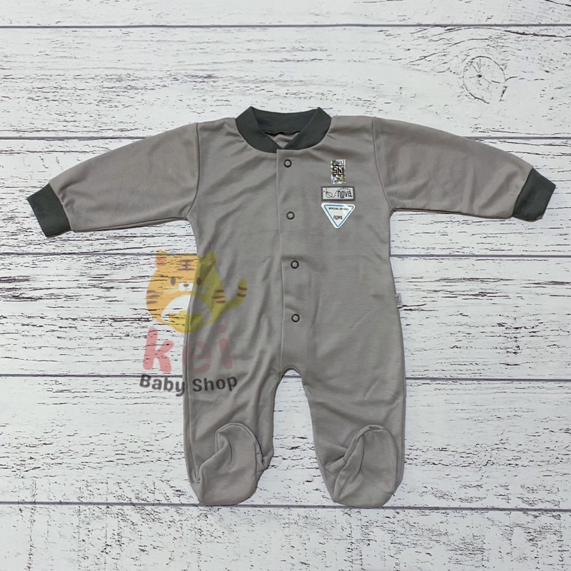 Nova Sleepsuit Bayi Newborn Tutup Kaki Abu - Piyama Bayi Jumper