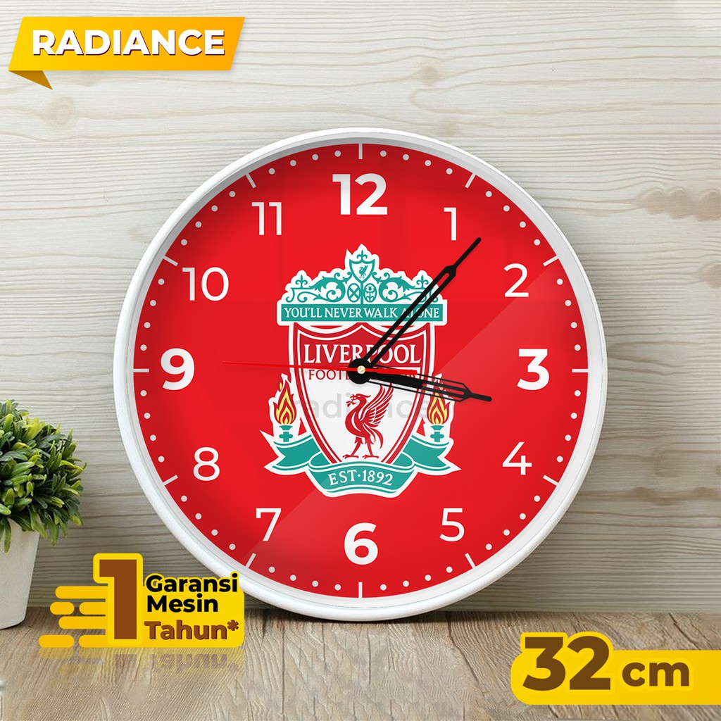 JAM DINDING Liverpool 32CM klub club bola bahan tebal ada kaca