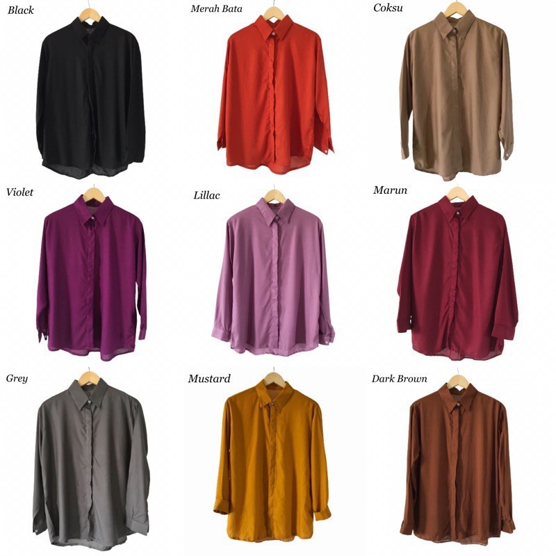 KEMEJA POLOS WANITA - KEMEJA BASIC POLOS / ATASAN WANITA BLOUSE KEMEJA PUTIH / MAUDY SHIRT