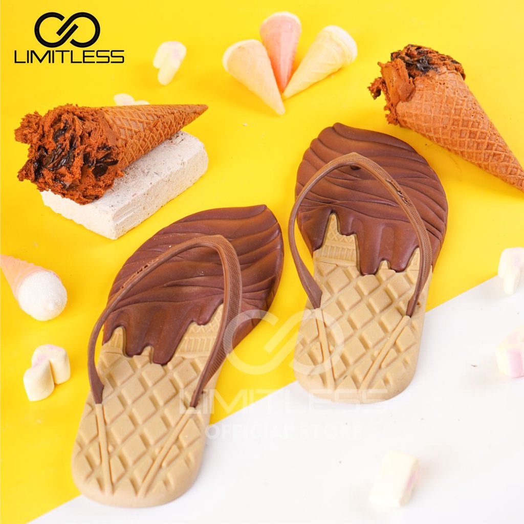 ICE CREAM BLACKPINK Sendal Jepit Wanita Karet Sandal Japit Cewek Korean Style Import Terbaru Lucu