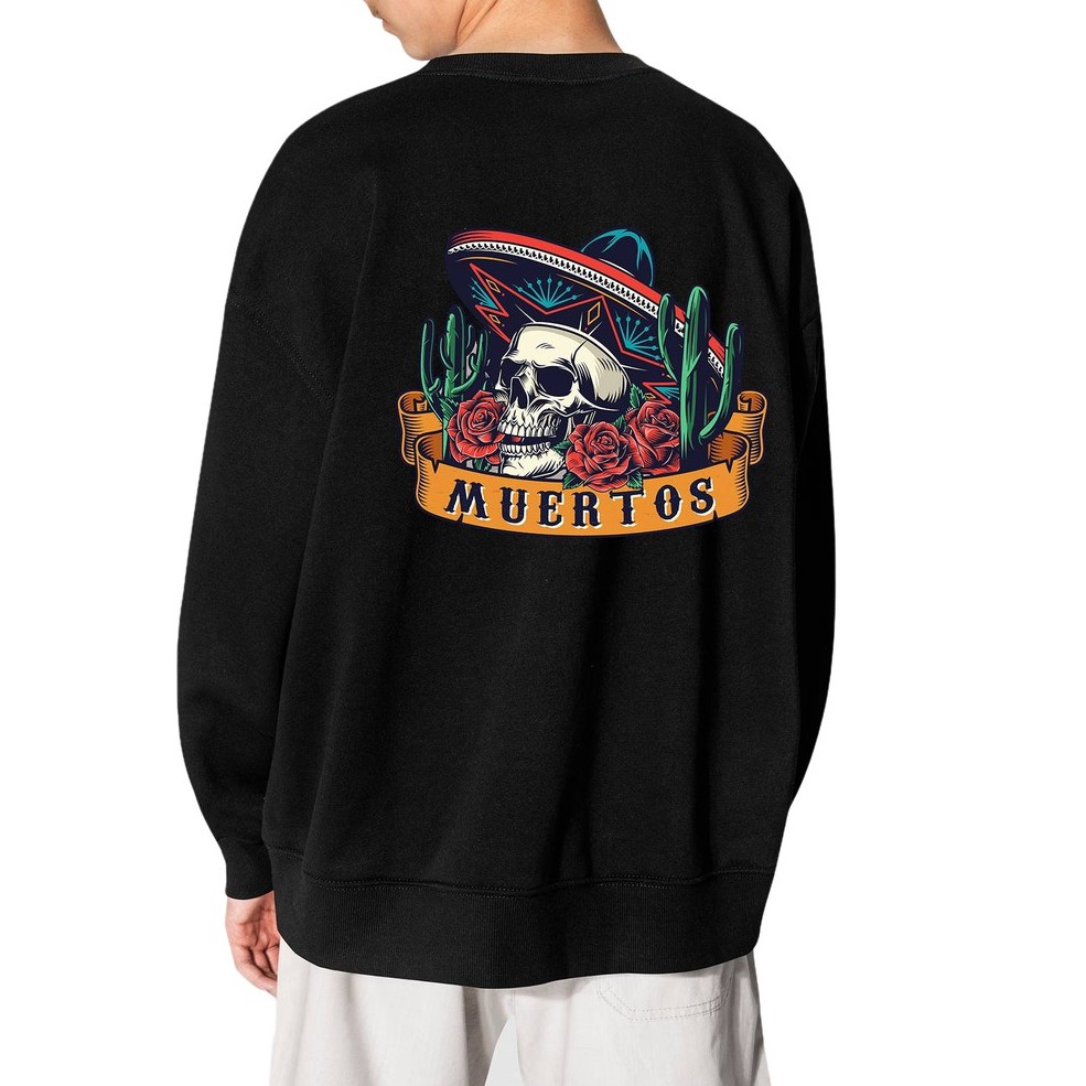 Crewneck Pria Muertos Sweater Fleece Size M - XXL